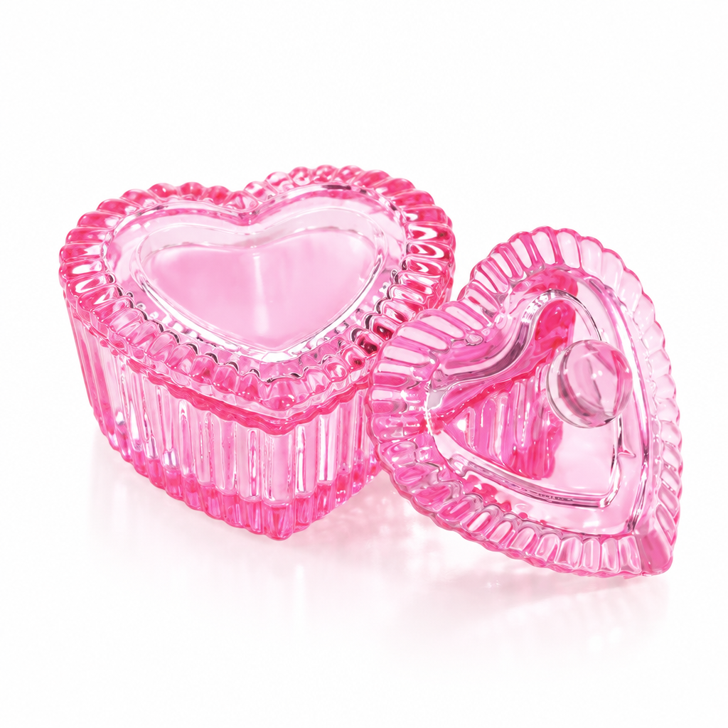Heart shaped pink monomer container with lid