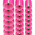 28 piece hot pink velcro hair rollers with silver grip hooks in 3 sizes